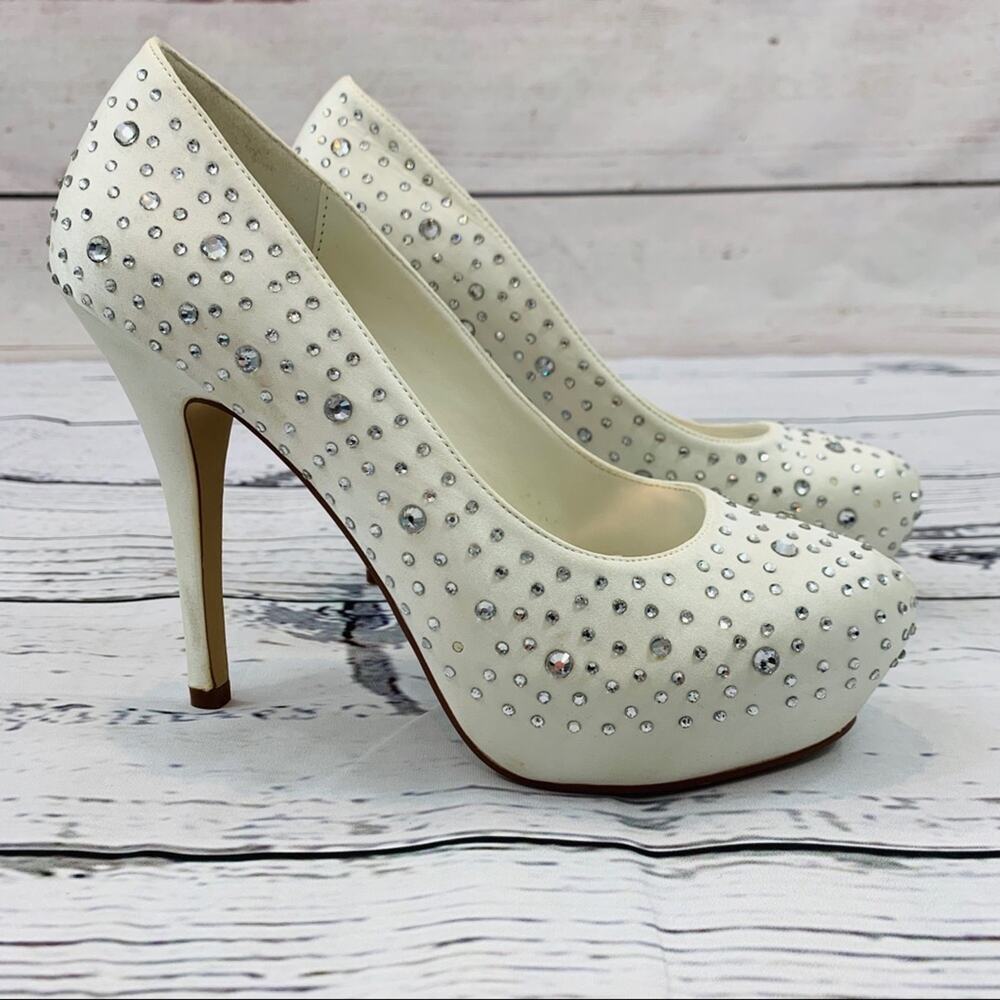 Demetrios ivory rhinestone platform heel